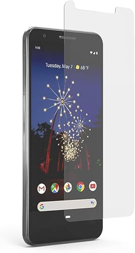 PureGear Protector de pantalla de vidrio templado transparente HD compatible con Google Pixel 3a con bandeja de instalación de autoalineación,