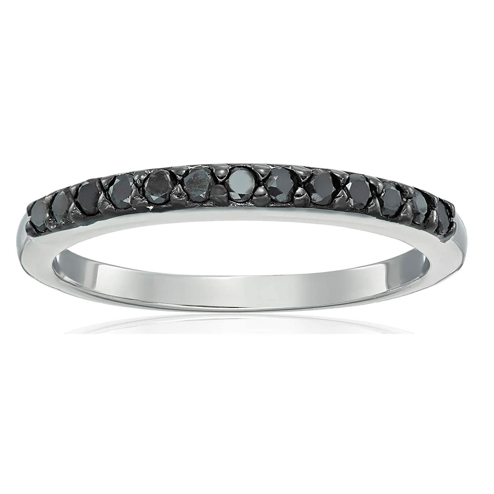 Vir Jewels Black Diamond Sterling Silver Band