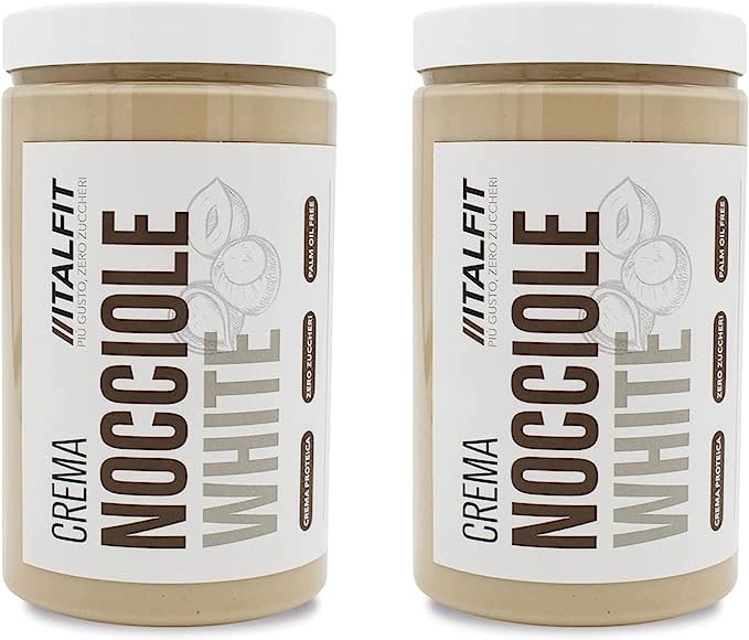 Crema Proteica sin Azúcar Añadido | Crema para untar de Avellanas con Chocolate Blanco | Sin conservantes, colorantes ni gluten | No contiene aceite de palma | Producto Artesanal | Origen Sicilia