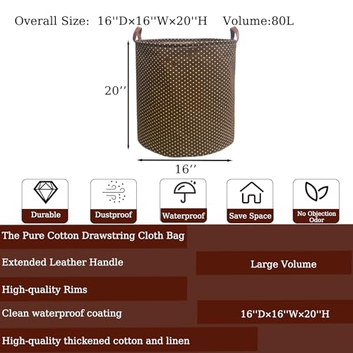 Image of 80L Waterproof Laundry Hamper in Family Leather Handle Laundry Basket in Dormitory Collapsible Laundry Bag in Nursery (96-Satisfied laundry hampers, 80L)