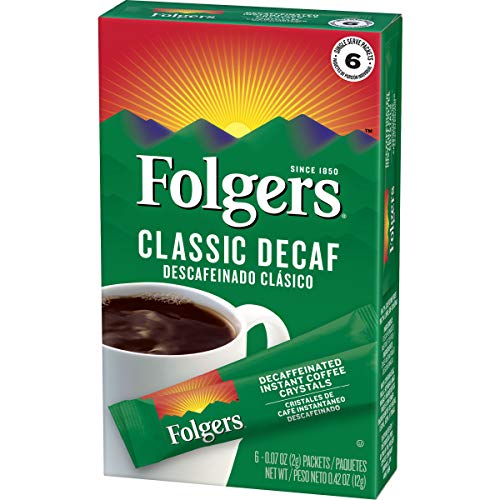 Folgers Classic Decaf Decaffeinated Instant Coffee Crystals, 6 Single Serve Packets (Pack of 12) - image 3