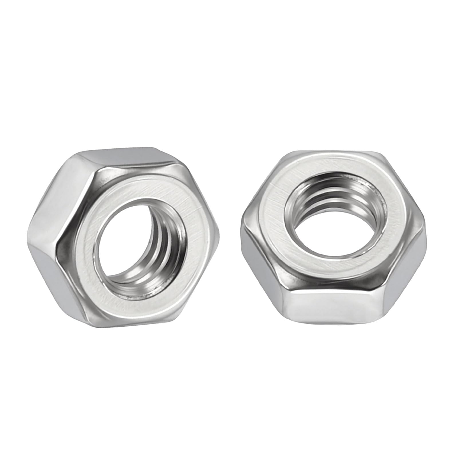 Kozelo 100pcs Hex Nuts - [#10-24] 304 Stainless Steel 18-8 (A2-70) Hardware Nuts for Mechanical Repair & Assembly, Standard Inch Coarse Thread Nut, Bright Finish, Silver