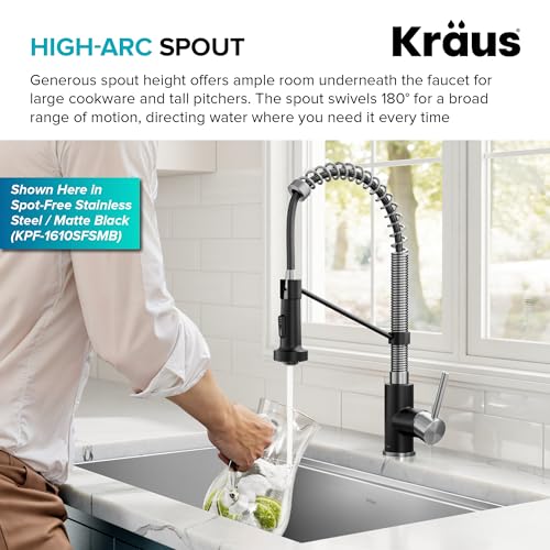 KRAUS Bolden Commercial Style 2-Function Single Handle Pull Down Kitchen Faucet in Spot-Free Brushed Brass, KPF-1610BB - Image 4