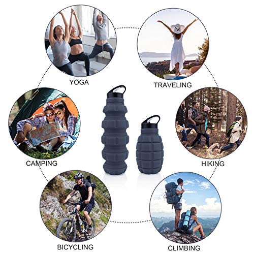 Image of Sports Water Bottle 19.6oz Leakproof Design Water Bottle, BPA Free Silicone Drinking Bottle for Teenager, Adult, Sports, Hiking, Gym, Fitness, Outdoor, Cycling, School & Office