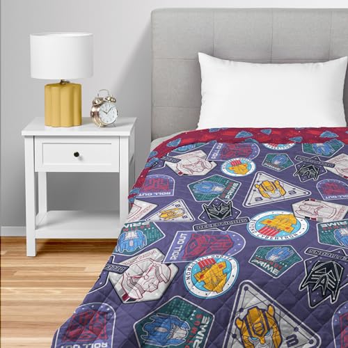 Image of Northwest Transformers Patches Twin Quilted Blanket, Comfy Throw, Adults Boys Girls, Soft Lightweight Bedding for Bed, or Couch, 60 x 80 inches