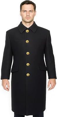 Elegance E-Commerce Mens Black Wool Classic Double Breasted Military ...