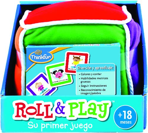Think Fun - Roll & Play, Juego Educativo para Bebes, 1 Dado Grande de Felpa y 48 Cartas, Edad Recomendada +18 Meses, Multicolor, 76322