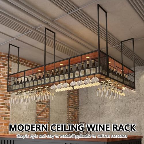 Étagère de plafond de bar moderne et support de verre flottant pour cuisine