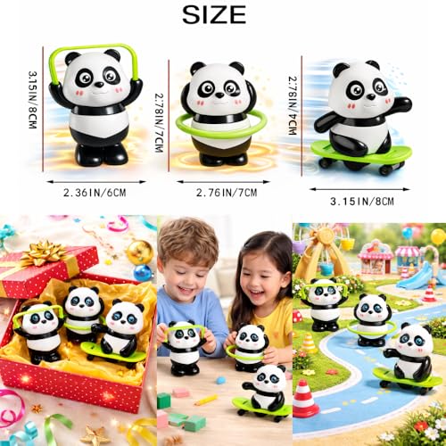Image of MERRILY Cute Panda Toy Set for Kids - Rotating & Moving Action Panda Figures, Interactive Fun Play Toys, Safe Educational Gift for Boys & Girls 3+ (3PCS Set)