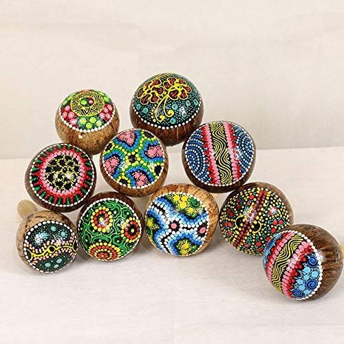 Coconut Shell Shaker Rattle – Hand-Painted Natural Coconut Hammer/Sand Kashaka | Indonesian Percussion Instrument | Handheld Musical Rattle for Rhythm, Jam & Gift