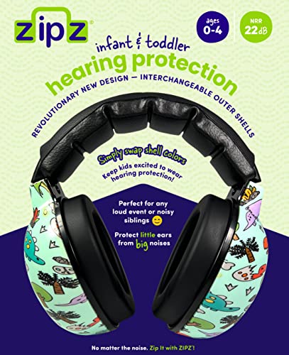 Zipz Baby & Toddler Earmuffs – Innovative Design – Change Colors With Magnetic Shells – Hearing Protection Headphones 0-4 Yrs (Dinos) #TOP1