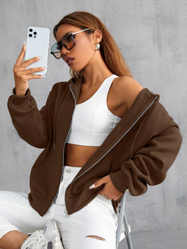 Image of Imsa Moda Women's Polycotton Fleece Plain Full-Zip Hooded Winter Jacket | Casual Hoodie with Kangaroo Pocket | Comfortable Warmwear