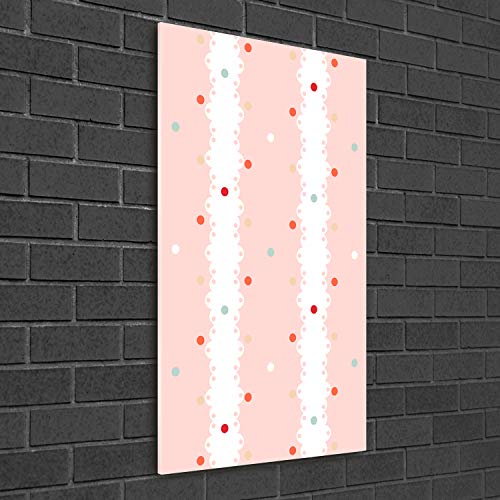Impression sur verre acrylique 50x100cm Tulup | Tableau mural rose à points - 3
