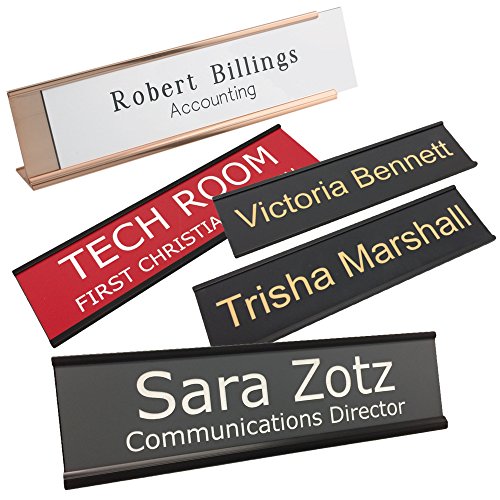 Made in USA Personalized Desk Name Plate – Custom Engraved Office Sign, 2”x8” – Choose Color, Font & Holder by Griffco Supply
