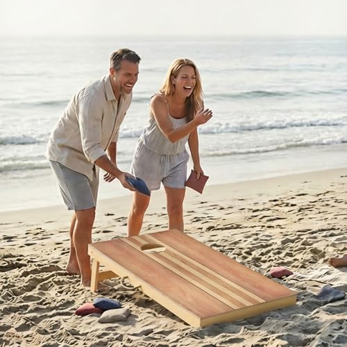 Image of Sportdo 4x2 ft Solid Wood Cornhole Set with 8 Bean Bags, Regulation Size Cornhole Board Set for Adults, Cornhole Game Set for Tailgate Backyard Toss Games Indoor&Outdoor Activities