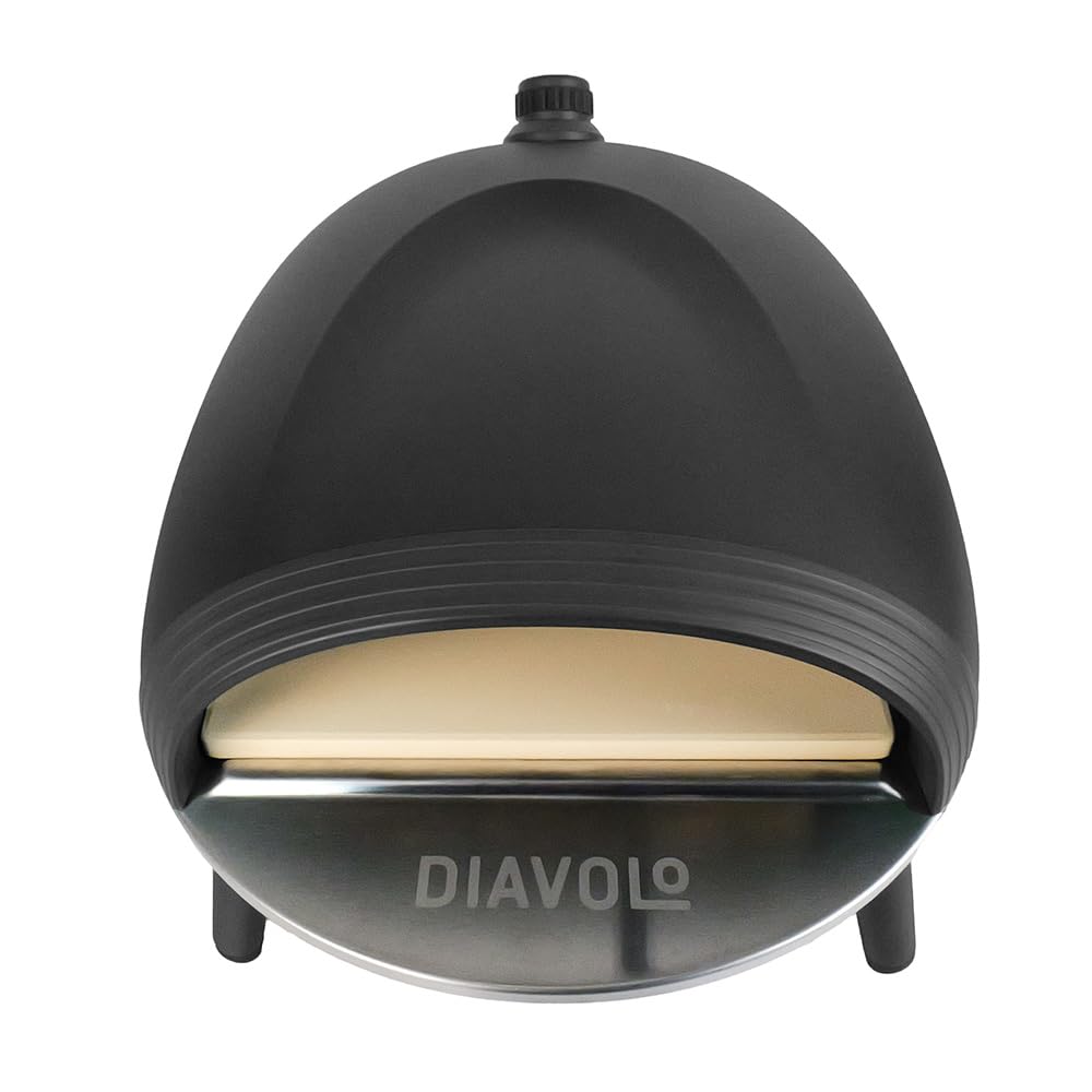 DeliVita Diavolo - Forno per pizza portatile a gas, alimentato da propano, butano o bottiglie da campeggio, con accessori, pala pieghevole, custodia per il trasporto, pistola di temperatura