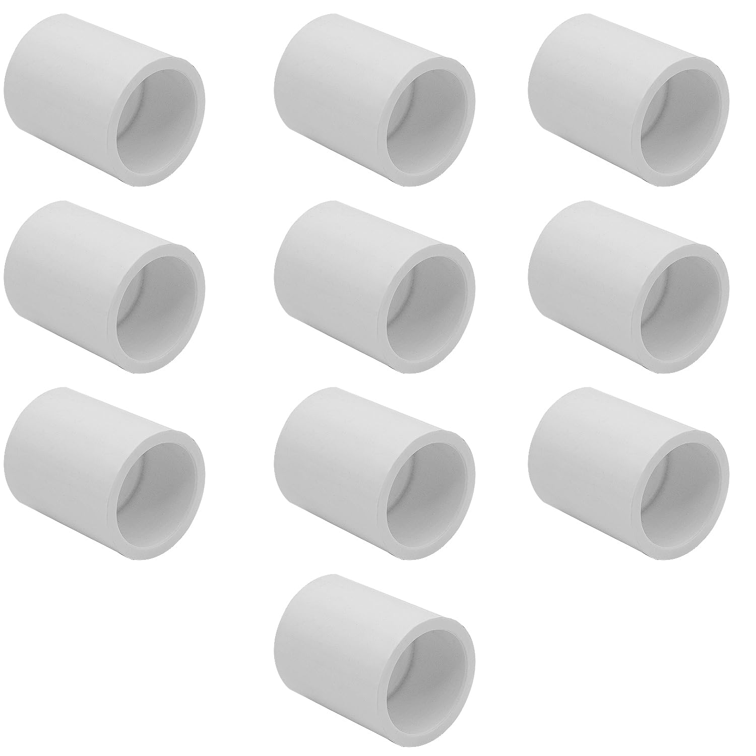 10PCS 1" PVC Pipe Fitting Coupling Connector Adapter Pipe Fitting Slip (Socket x Socket) Schedule 40 White Color