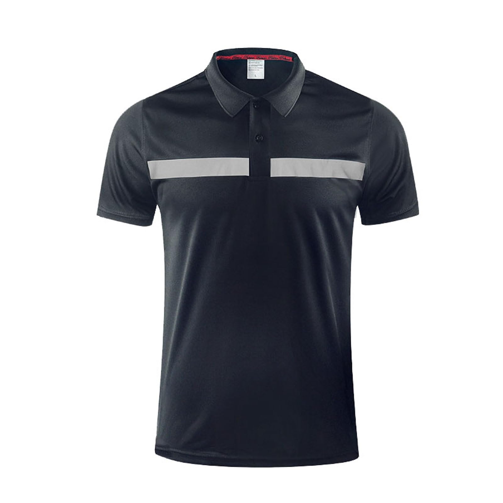 Polo reflectante negro, camiseta de trabajo de alta visibilidad con solapa y protección solar for hombre, ropa de seguridad for la construcción. chaleco reflectante