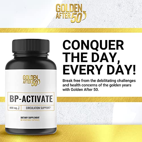 Golden After 50 Bp-Activate - Nitric Oxide Supplement With Essential Amino Acids - Blood Circulation And Heart Health Support Supplement - 3 Bottles - 800Mg L Arginine, Aakg, L Citrulline #TOP2