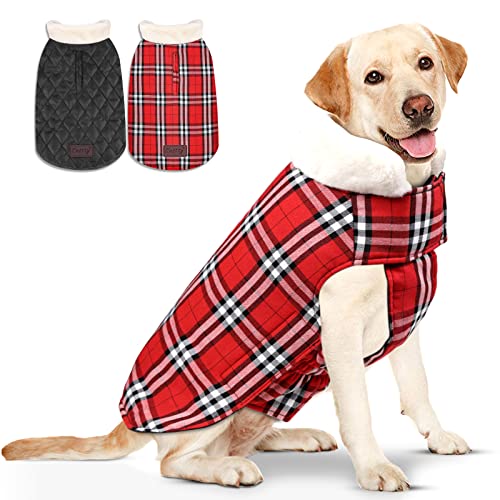Kastty Dog Winter Coat, Reversible Extra Warm Dog Clothes, Waterproof& Windproof Dog Cold Weather Coats, Stylish& Cosy Dog Jacket, British Plaid 2 Style Dog Coat, Great For Dog Gift Or Daily Wear, S #TOP22