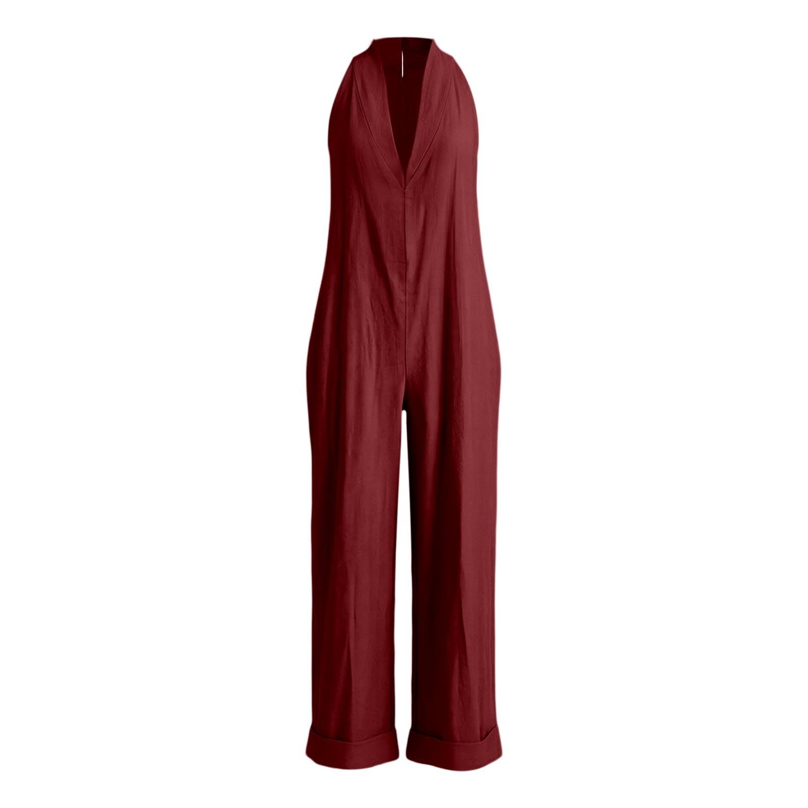 Generisch Eleganti e comodi pantaloni senza maniche in tinta unita da donna, in cotone elasticizzato traspirante, versatili per ufficio e tempo libero, lunghezza alla caviglia con elastico in vita