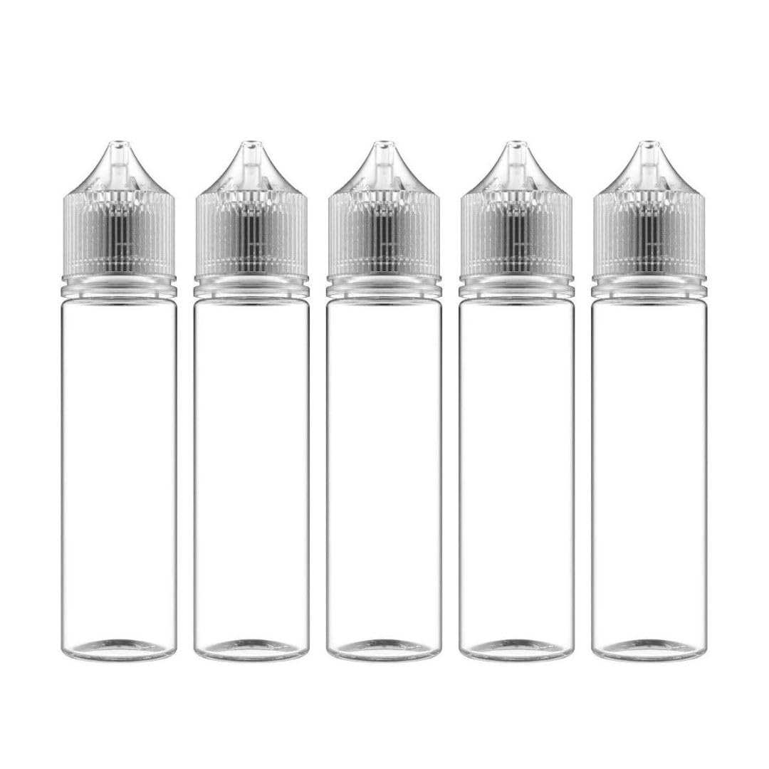 Superctc Clear 60Ml Pet Bottles For E-Liquid With Dropper Tips, Pack Of 5,