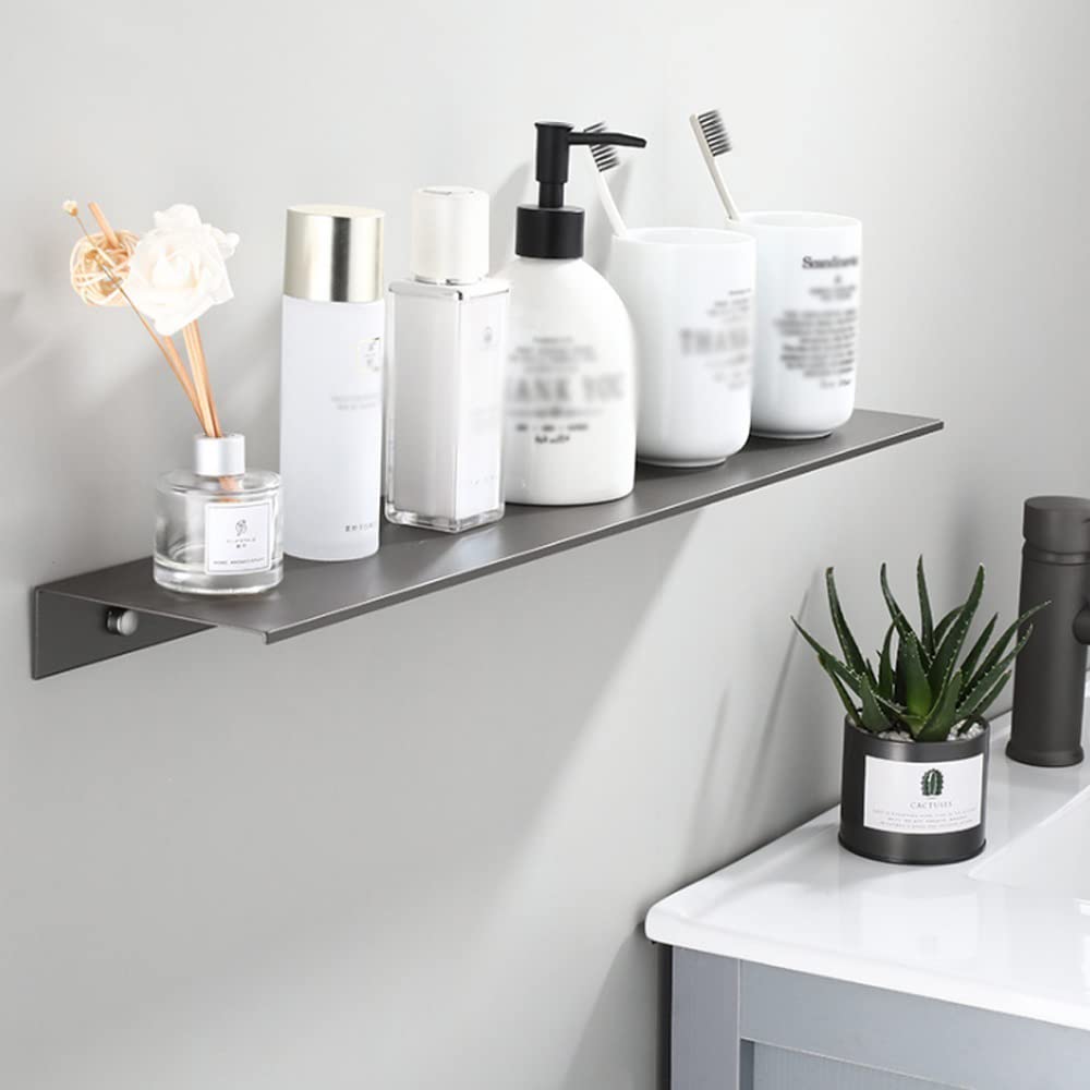 Estante de baño Espacio de engrosamiento Estantes de almacenamiento de aluminio Carrito de ducha Estantes de Metal Accesorios de cocina para baño Colgante Estantes de baño grises Organizado