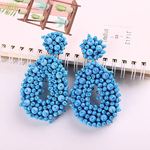 Statement Drop Earrings - Bohemian Beaded Teardrop Dangle Earrings Gift for Women
