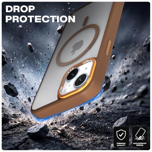 Image of Pikkme Back Cover for iPhone 15 | Shockproof | Mag-Safe Compatible | Hard Transparent Back | Premium Raised Camera Protection | Bumper Case (Brown Mag-Safe)