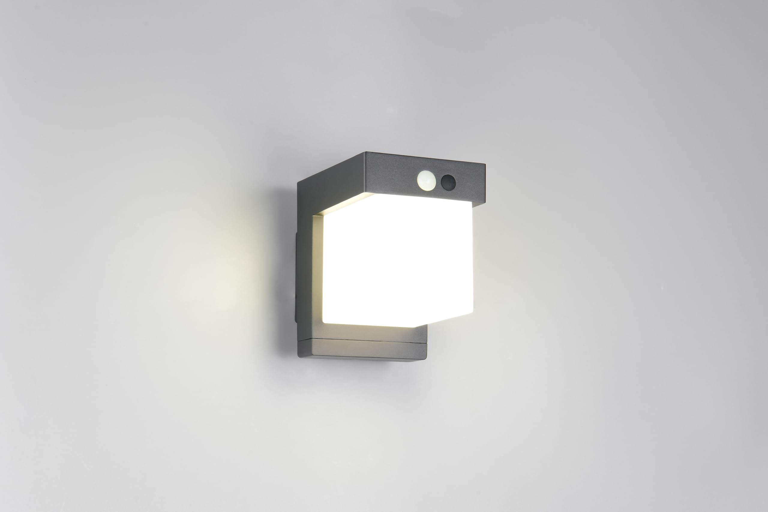 Reality Leuchten LED Hybrid Solar Außen Wandleuchte Colombo R23286132, Metall Schwarz matt, Schirm Kunststoff Weiß, inkl. 5.5 Watt LED, Bewegungssensor, Dämmerungssensor, Orientierungslicht |
