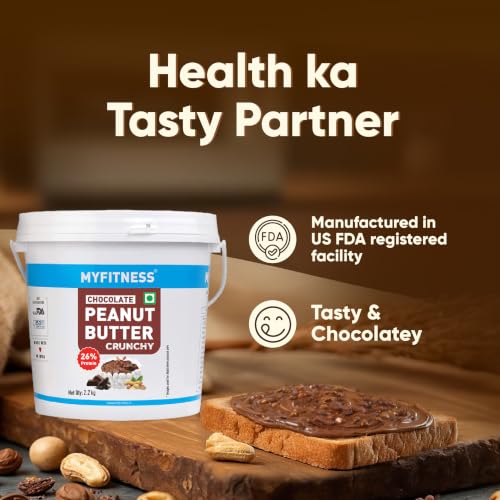 Image of MYFITNESS Peanut Butter Chocolate Flavour, Crunchy 2.2kg | 26g Protein | Tasty & Healthy Nut Butter Spread | Vegan | Cholesterol Free & Gluten Free | Zero Trans Fat | Creamy Peanut Butter