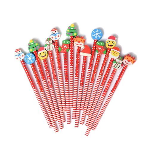 QDXATIVP Set de 28 lápices con borrador navideño miniatura 1