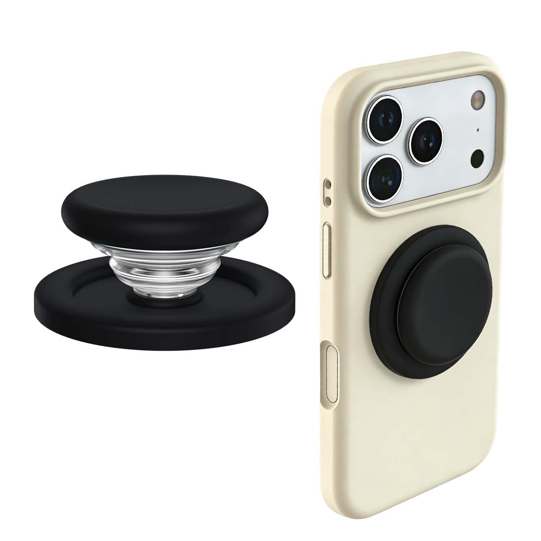 Anello Cellulare Magnetico, Impugnatura Magnetica In Morbido Silicone, Compatibile Con Iphone 17/16/15/14/13/12, Comoda Impugnatura One-Touch, Telefono Android (Nero)