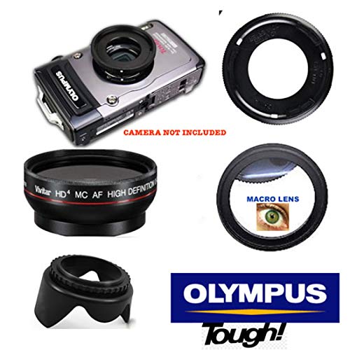 Ultra Wide Angle Lens + Macro + Lens Hood for Olympus Tough TG5