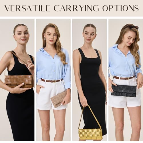 CHUNLI Woven Evening Clutch Purses for Women, PU Crossbody Shoulder Purse Handbag for Evening, Formal Events, Wedding, Party4