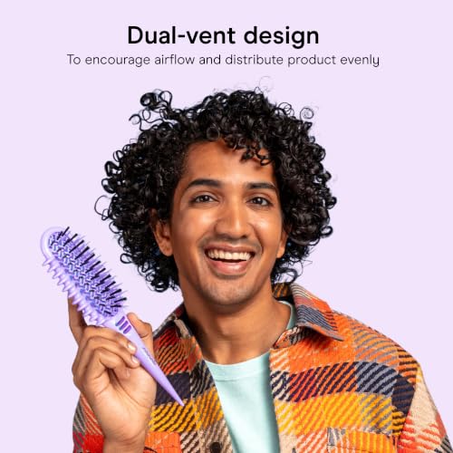 Image of Conair Curl Define Pro Detangler Brush | For Detangling and Defining Loose Curls & Short Hair, Mixed Bristles, Purple, BR95725L