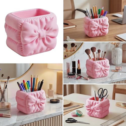 Image of Make up organizer, Pen stand for table, makeup organizer, pen holder for desk, pencil holder, office desk organizer, makeup holder for women (Bow-shaped)