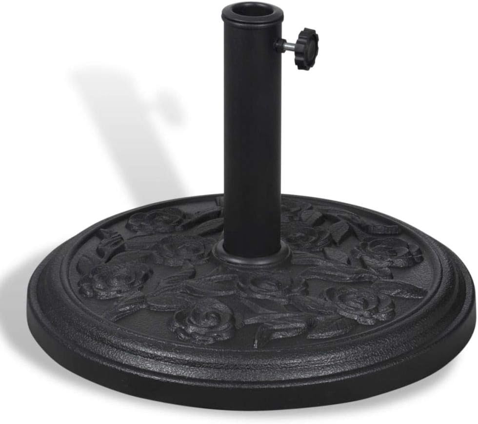 Cast Iron Effect Bronze Garden Parasol Base Outdoor Floral Design Umbrella Stand for Garden Decking and Patios Round 20 lbs