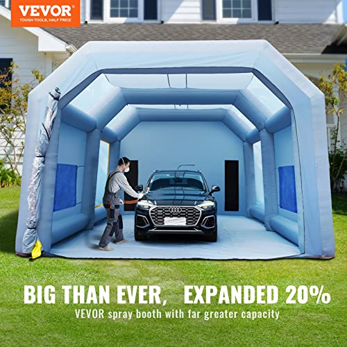 VEVOR Tragbares Aufblasbares Farbzelt für Sprühmalerei 1100 + 950 W, 10 x 6 x 4 m Sprühschutz Farbkabine für DIY-Projekte, Hobby-Farbautomaten-Werkzeug, Blau 210D Oxford-Gewebe Auto Lackierkabine