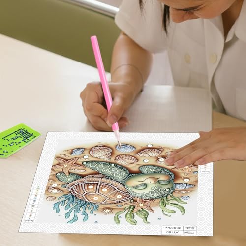 Image of AiYuanzsh DIY Diamond Art Painting Kits for Adults, 5D Special Shape Crystal Rhinestone Diamond Art Kits for Beginners, for Home Wall Decoration Gift 12x12 inch, Turtle Sleeping