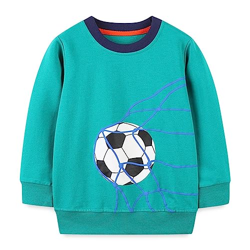 Kids Sweatshirts Soft Cotton Warm Crewneck Football Pattern Long Sleeve Pullover Sweatshirts For Boys Or Navy Sweatshirt