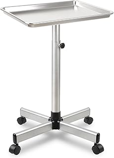 Salon Tray on Wheels, Rolling Tattoo Tray, Adjustable Hair Stylist Tray, Metal Mayo Stand Tray, Salon Color Tray Use As Medical Tray, No-Rusting