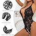 BSBUY Body Dessous Damen Spitze Body Babydoll Teddy Bodysuit Mesh Spitze Unterwäsche Teddy Babydolls Dessous Overall Lingerie Verstellbar V-Ausschnitt Reizwäsche One Piece Lingerie Negligee(Schwarz,L