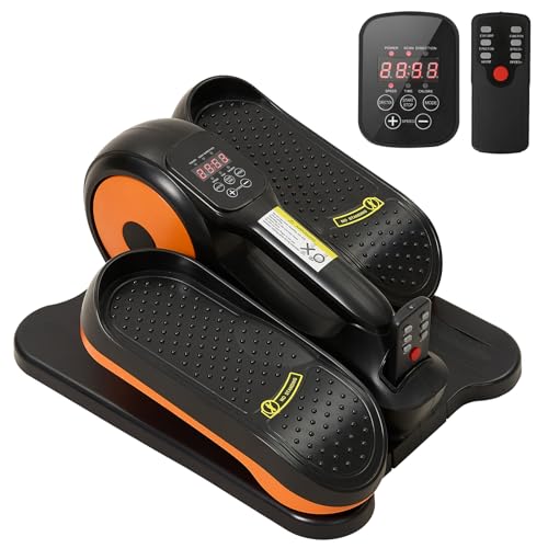 Under Desk Elliptical Machine,Electric Ellipse Leg Exerciser as See on TV with Remote Control,12 Level Speeds Seated Pedal Exerciser for Seniors Adults, Manual & Auto Mode(Orange)