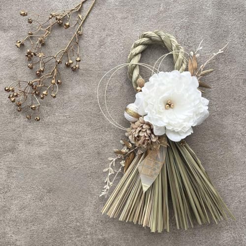 しめ縄 しめ飾り 洋風 モダン シック シャビー お正月飾り リース 135 白のサムネイル