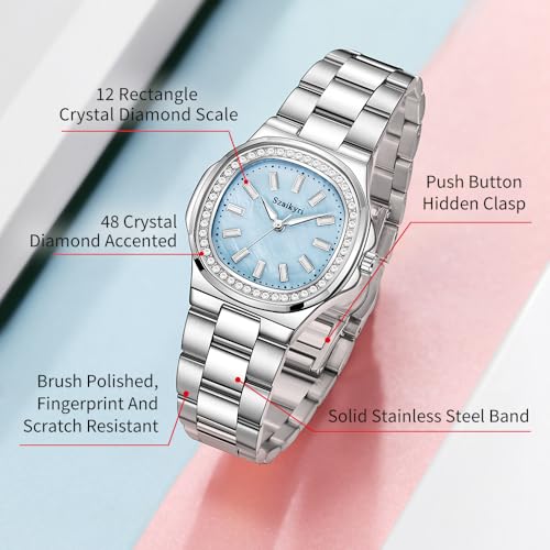 Elegant Watch for Women with Crystal Accented Solid Stainless Steel Band Ladies Dress Watch3