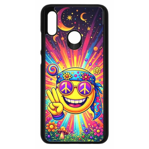 FunKaz Coque pour Honor 10 Lite - Smiley Peace and Love - Coque Noire TPU