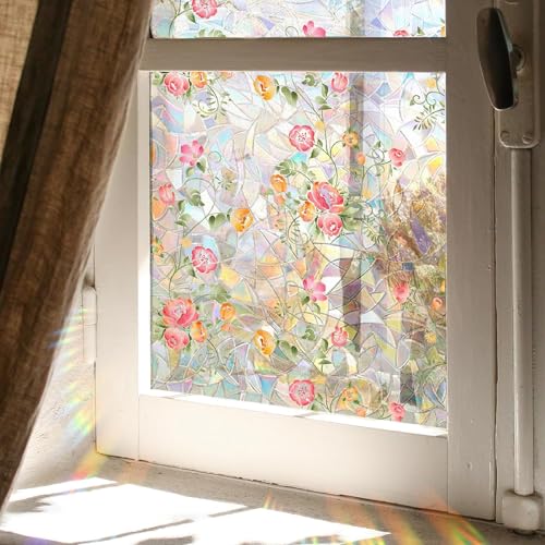 Yeysynana CT-XCK-001 Window Film, Decorative Window Privacy Film, Removable Pink Flower Static Glass Windows Clings Stickers For Home Office Girls Kids Bedroom Living Room Window Door Decor thumb #1