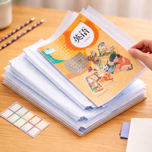 Image of Redluv Transparent Self Adhesive Book Cover Film Sheets - 30 Pcs (3 Different Sizes, 10 Each) | Waterproof Clear Book Binding Cover for School Textbooks, Notebooks & Office Books | Bubble-Free