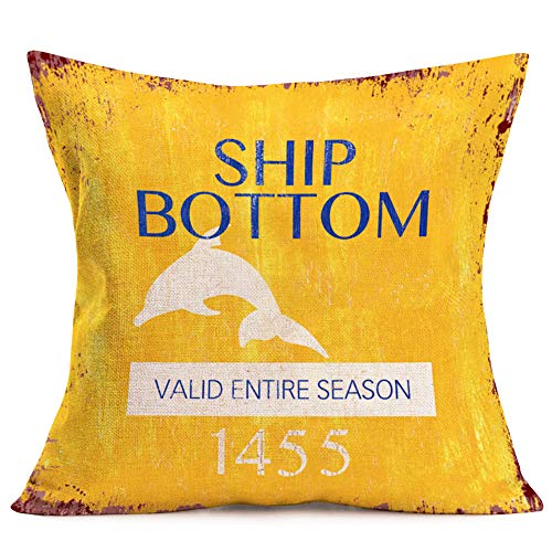 Tlovudori Vintage Ocean Decor Throw Pillow Cover Quote Sea Animals Sailing Ships Pattern Coastal Cushion Covers Square Cotton Linen Pillow Case 18"x18" Decorative Beach Sofa Couch, Set 4 (VT Ocean) - Image 2